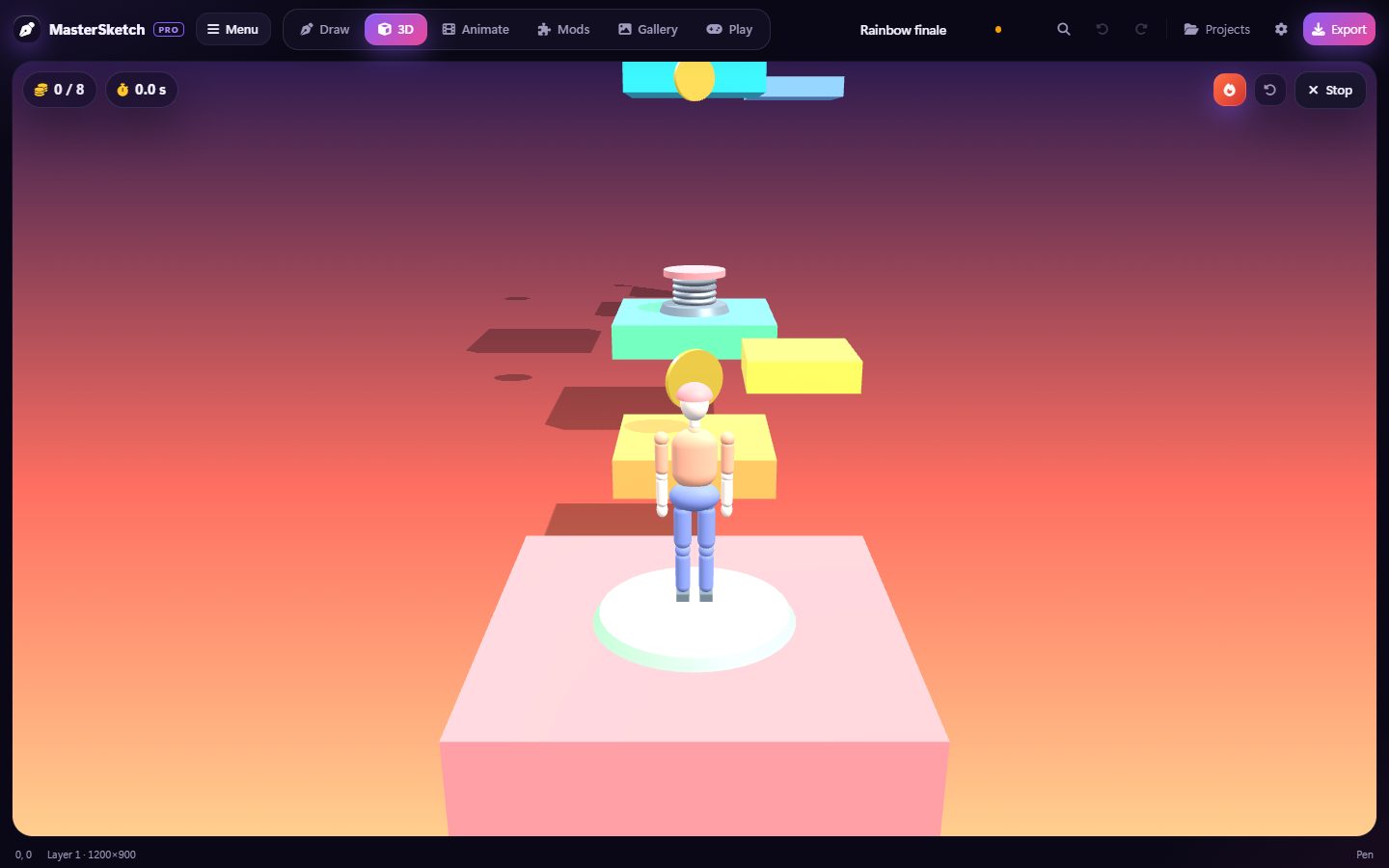 Playing the Rainbow finale level in MasterSketch